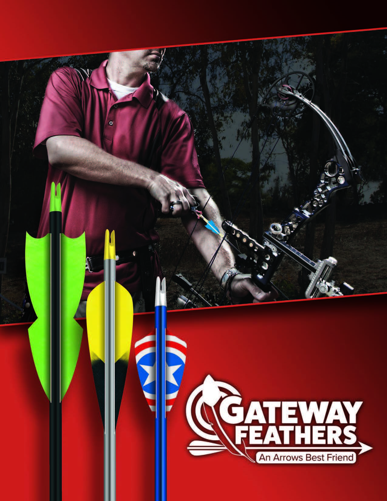 Gateway 5" Left Wing Red Shieldcut Feathers 50 Pack 